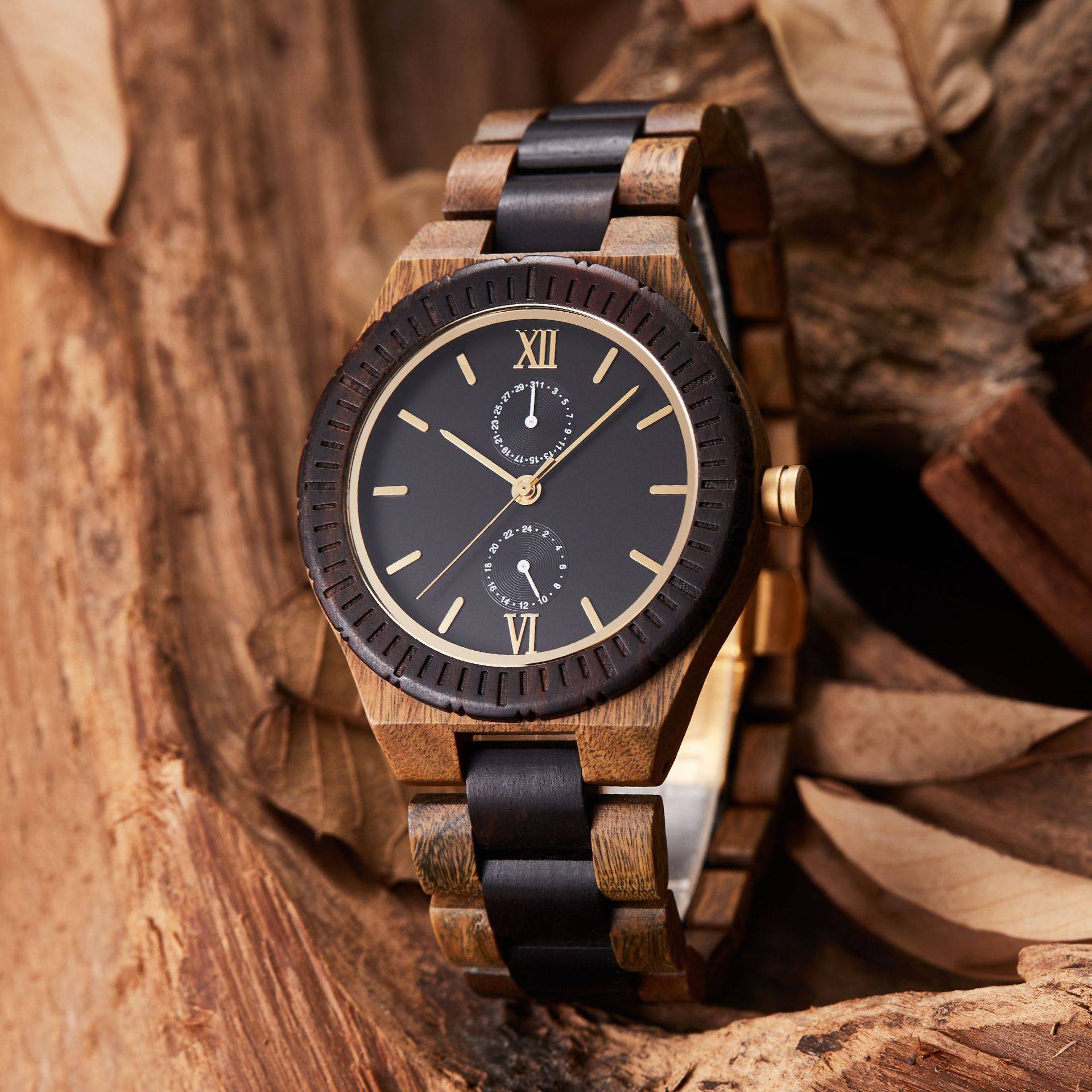 Men's Multifunctional Wooden Watch Sandalwood Quartz Wooden Watch