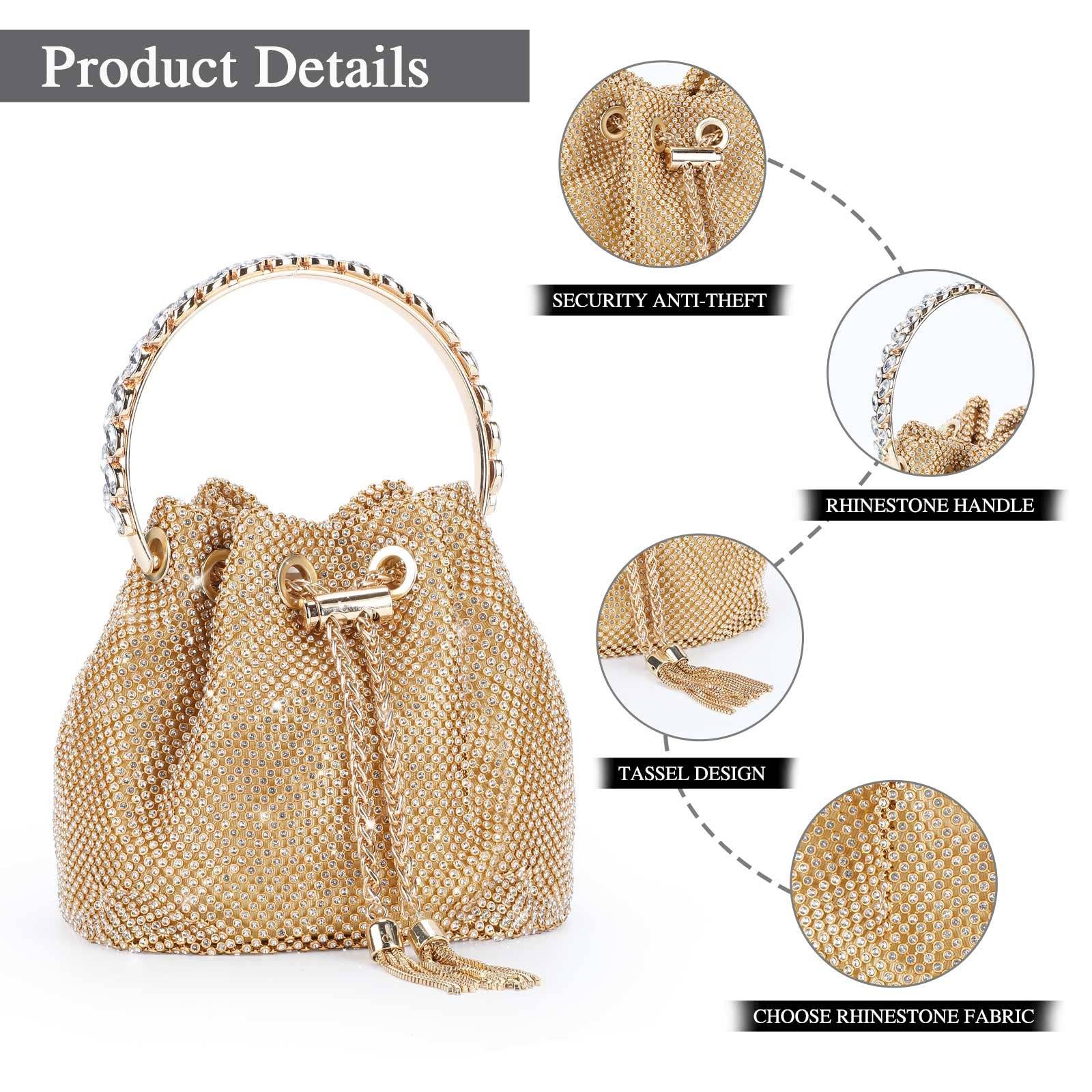 Women Evening Clutch Bags Sparkly Diamond Glitter Bag Elegant Crystal Wedding Purse Rhinestone Party Bridal Handbag