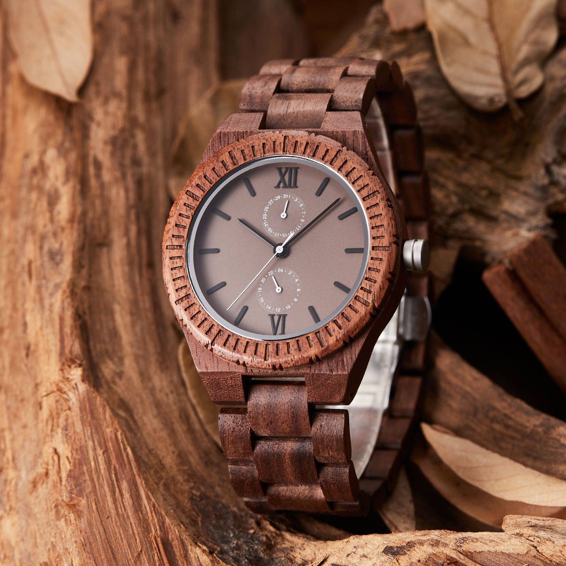 Men's Multifunctional Wooden Watch Sandalwood Quartz Wooden Watch